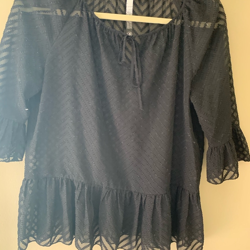 Kensie Embroidered Peplum Blouse
